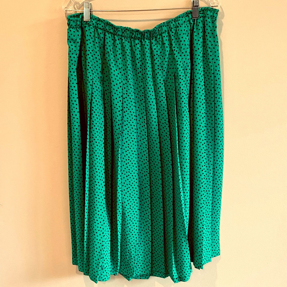 Koret Vintage 80s Green & Navy Pleated Skirt 20W